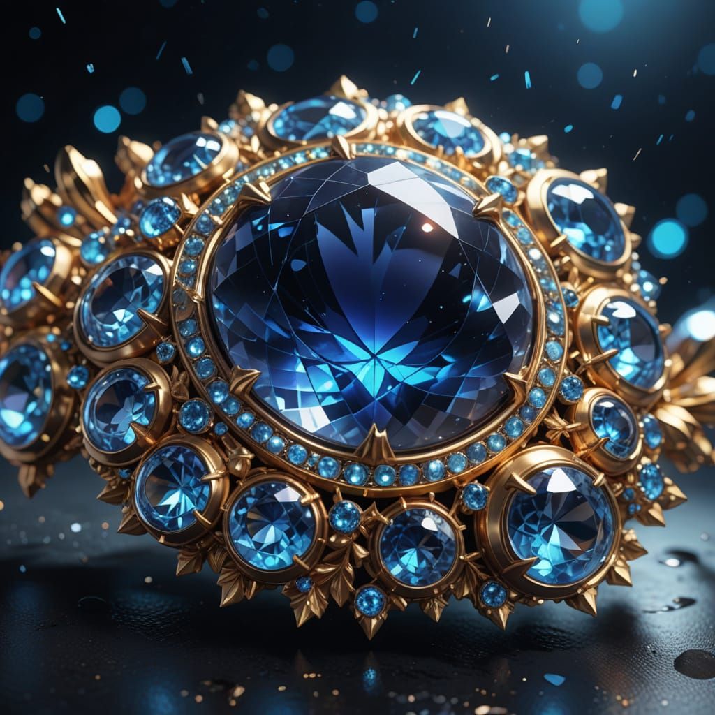 Bioluminescent Iolite Jewelry in Hyper-Realistic Digital Art