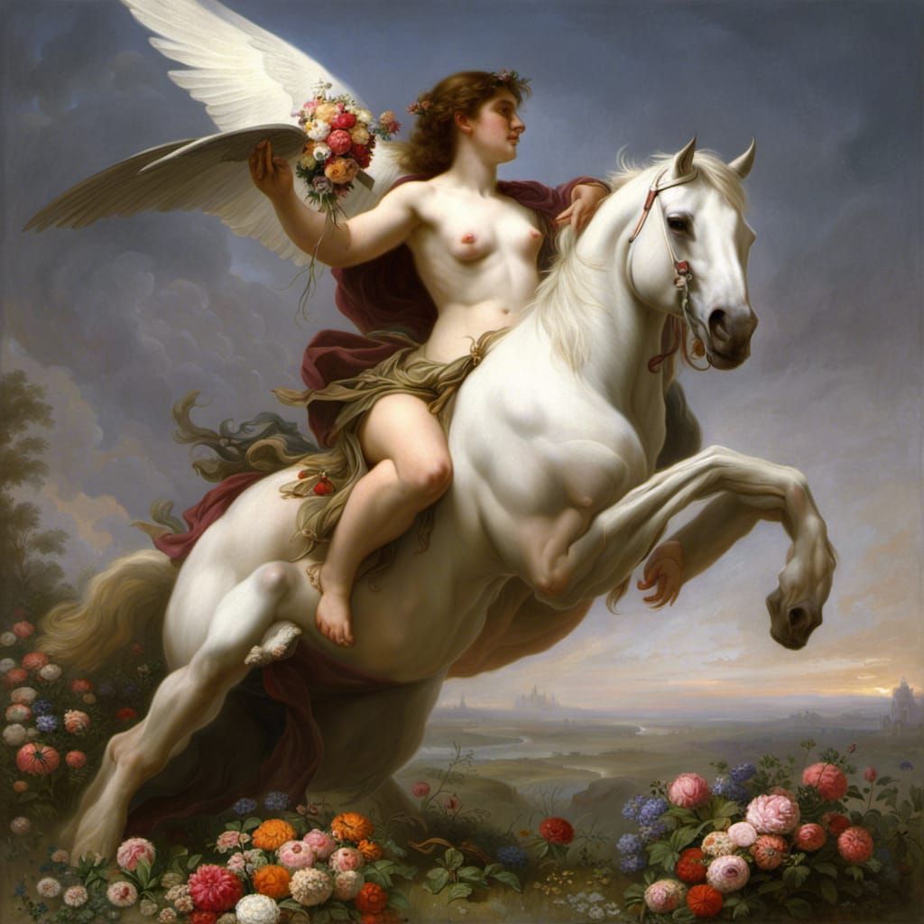 Angelic Greeting in a Fantastical Landscape