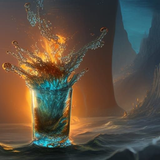 Elements in Glass Beaker: Detailed Matte Painting