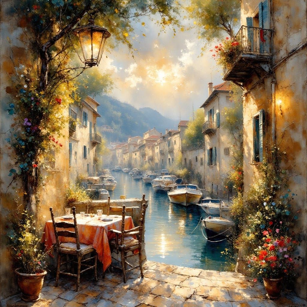 Monaco Evening in Lautrec Impressionistic Style