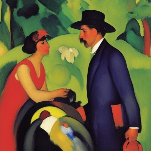 Abstract Scene with Contrasting Elements in Expressionist St...