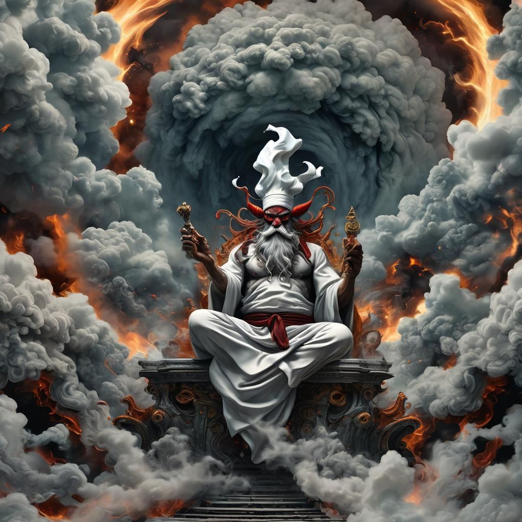 God of Heaven and Hell in Mixed Media Art