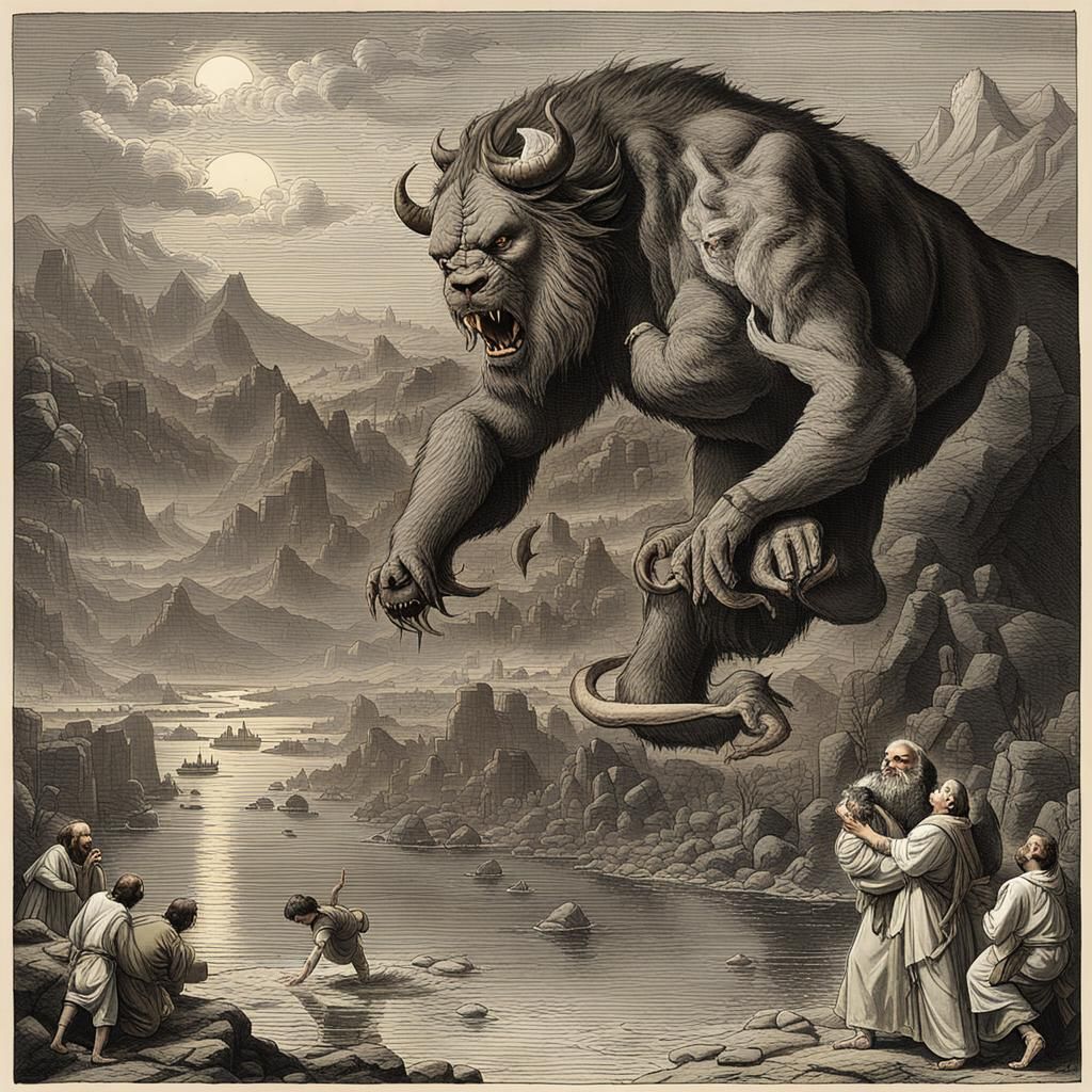 Biblical Beast Thrown into Lake of Fire: Cosmic Art