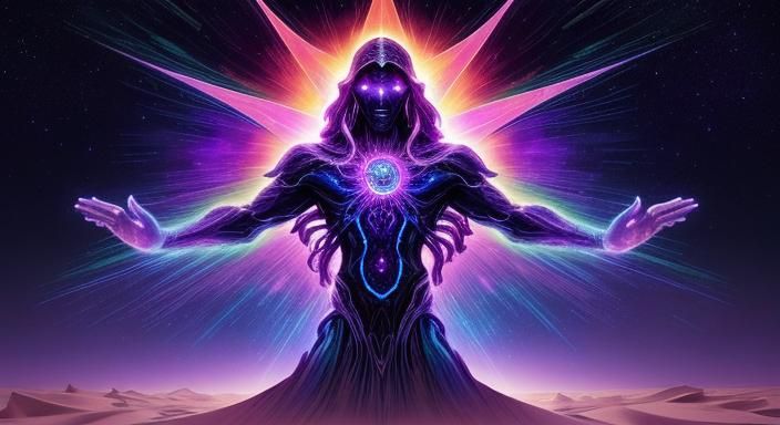 Mystical Desert Landscape with Two Suns