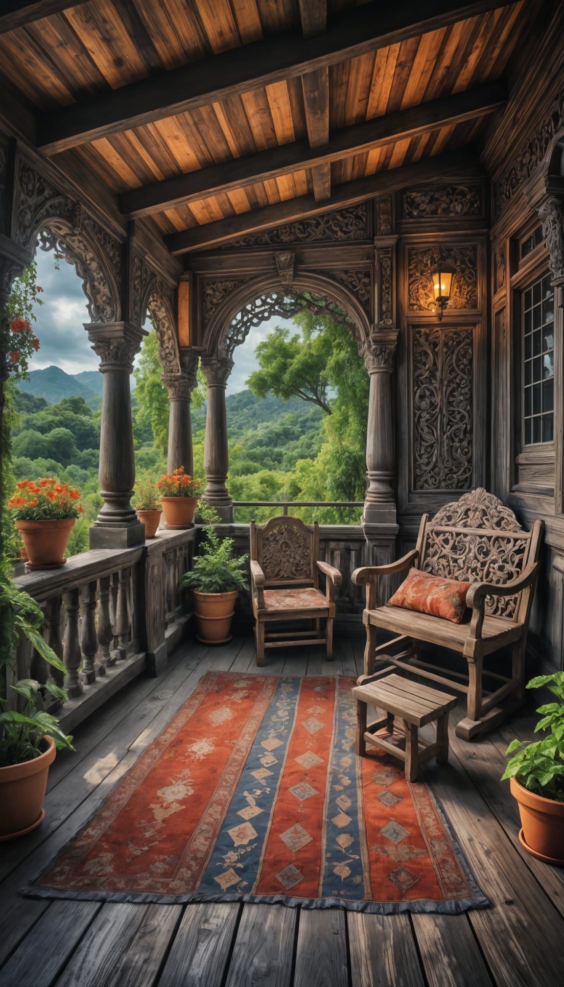 Hyperrealistic Verandah Scene in Cinematic HDR