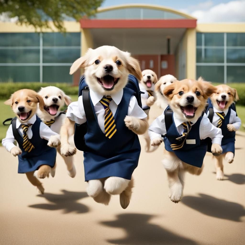 Puppies Celebrate the End of School