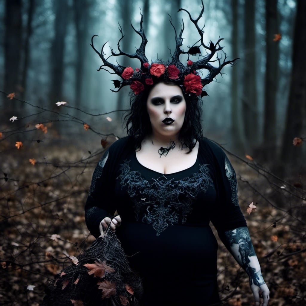 Goth Fairy in Dark Enchanted Forest