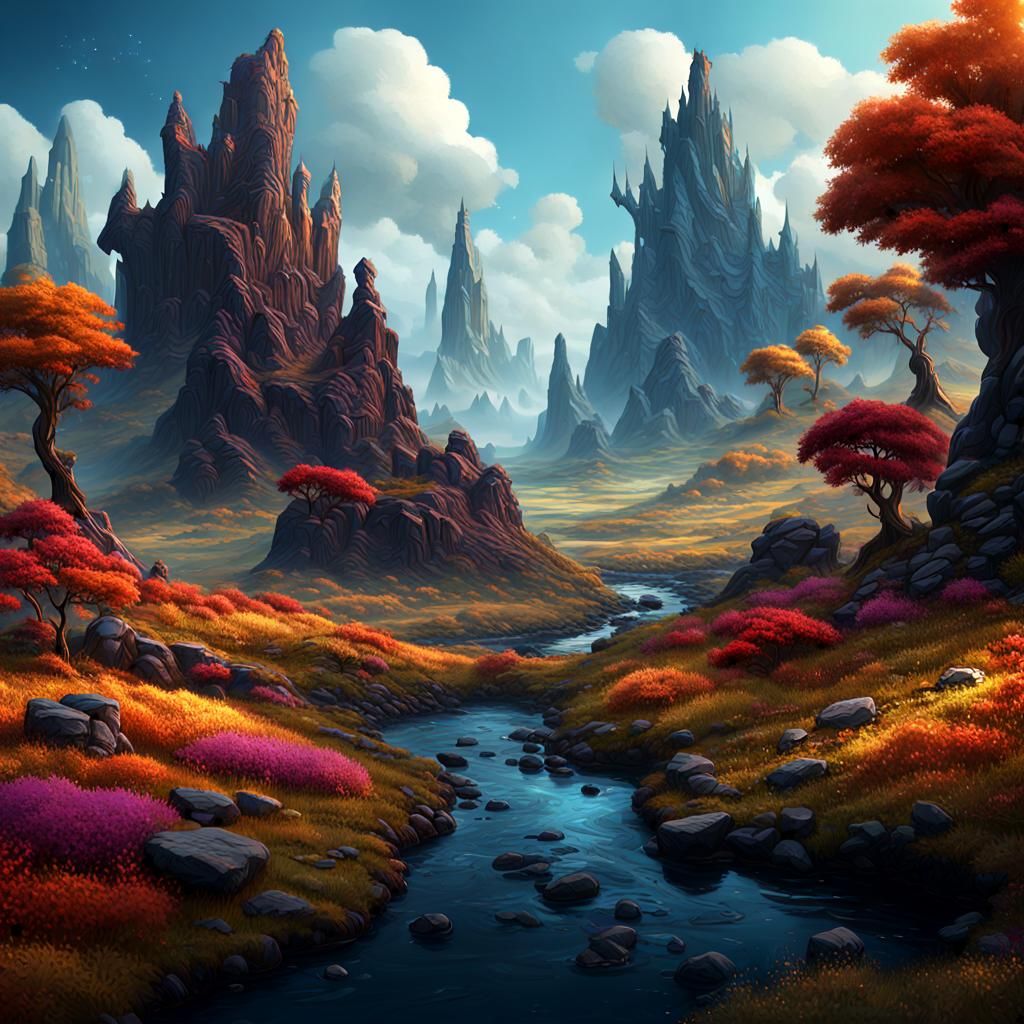 Fantastical Impasto Landscape Painting in Deep Color