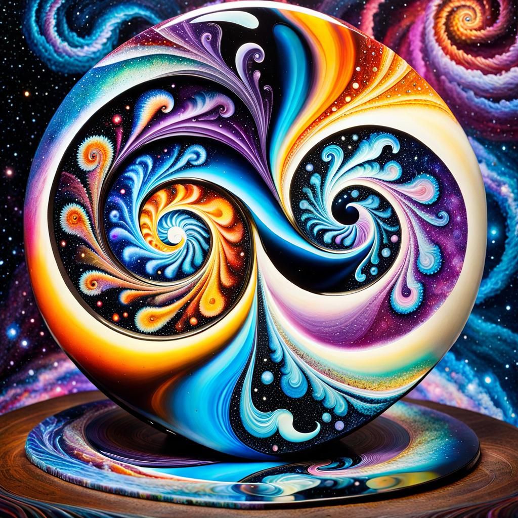 Galactic Yin-Yang: 3D Resin Cast Illustration