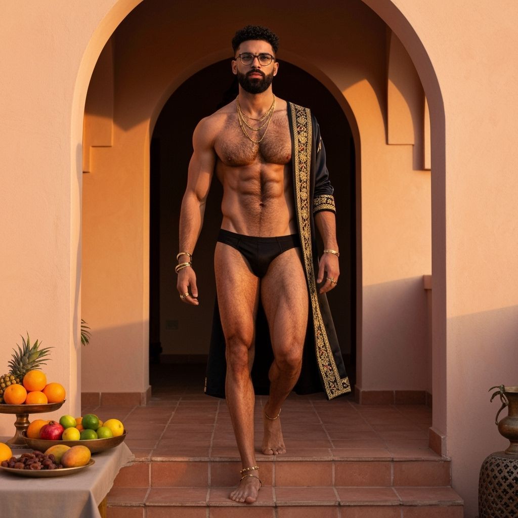 Athletic Middle Eastern Man on Arabic Terrace