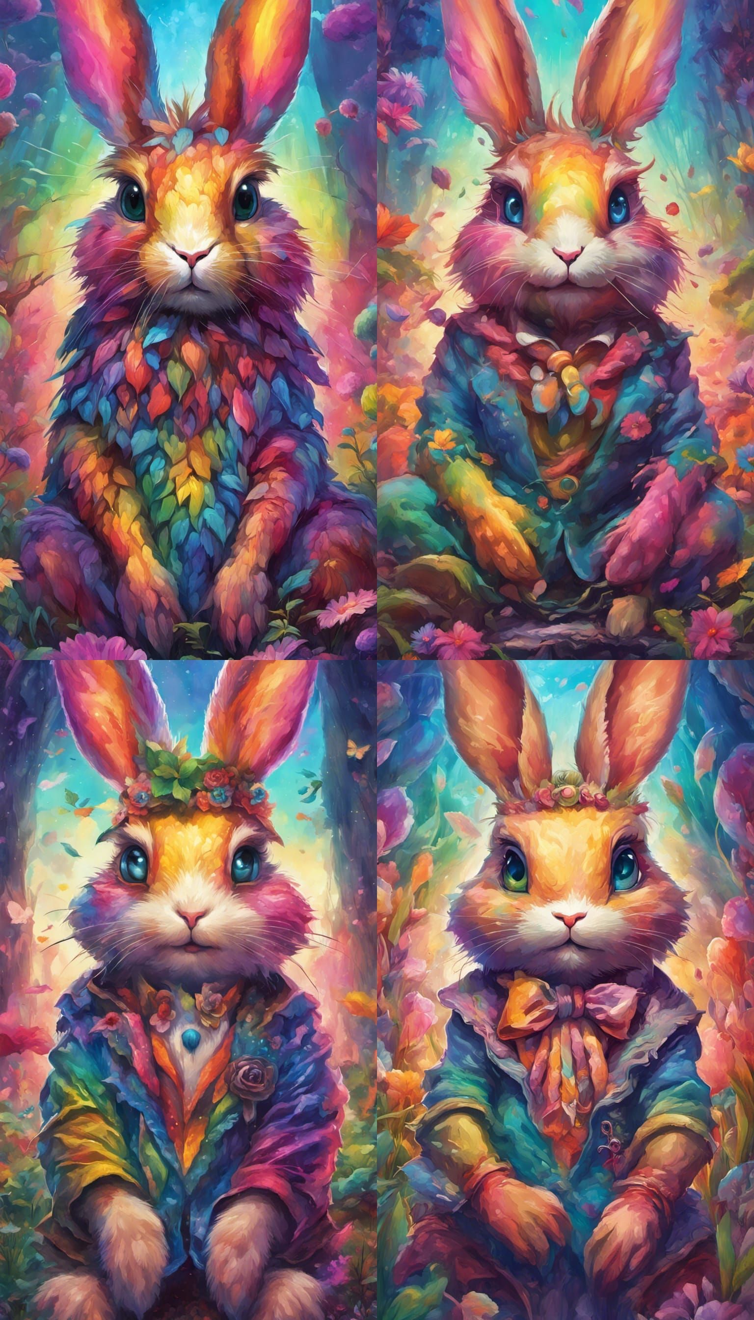 Colorful Pride Bunny in Detailed Dark Fantasy Style