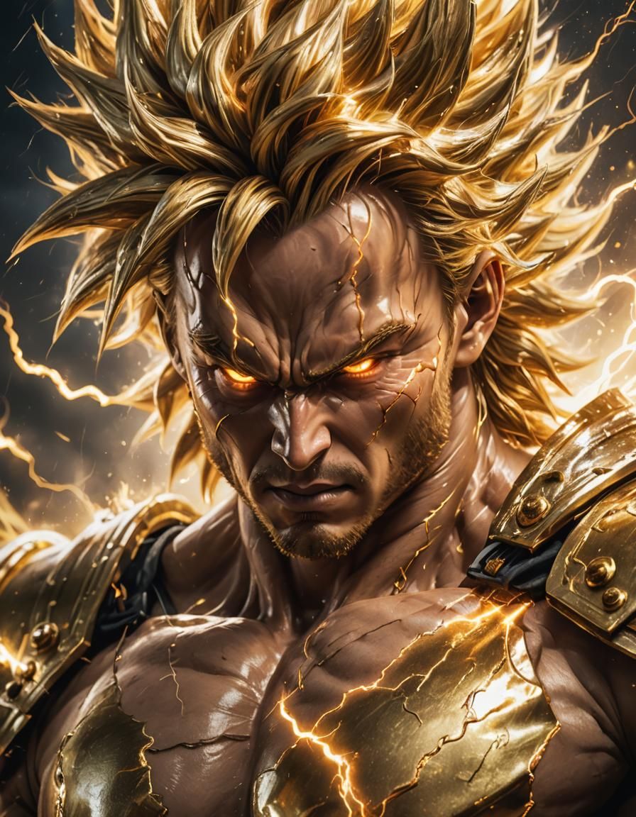 Warrior Ascends to Super Saiyan 2 in Digital Art