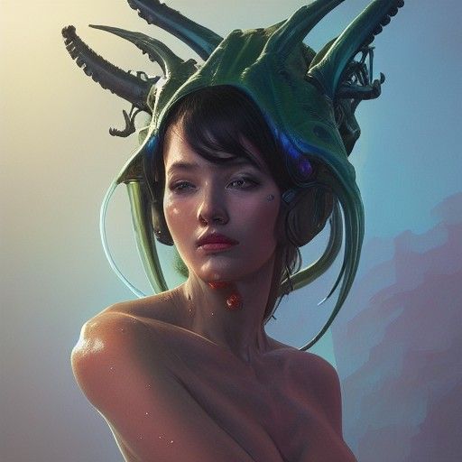 Alien Stage Portrait in Hyperdetailed Style