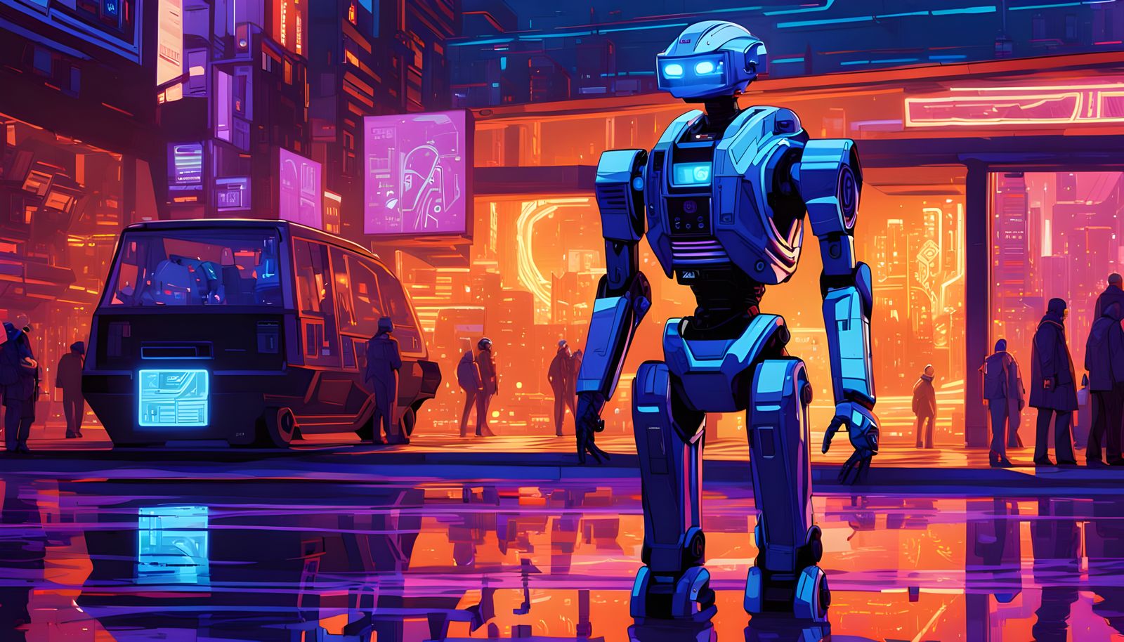 Sophisticated Humanoid Robot in Futuristic Style