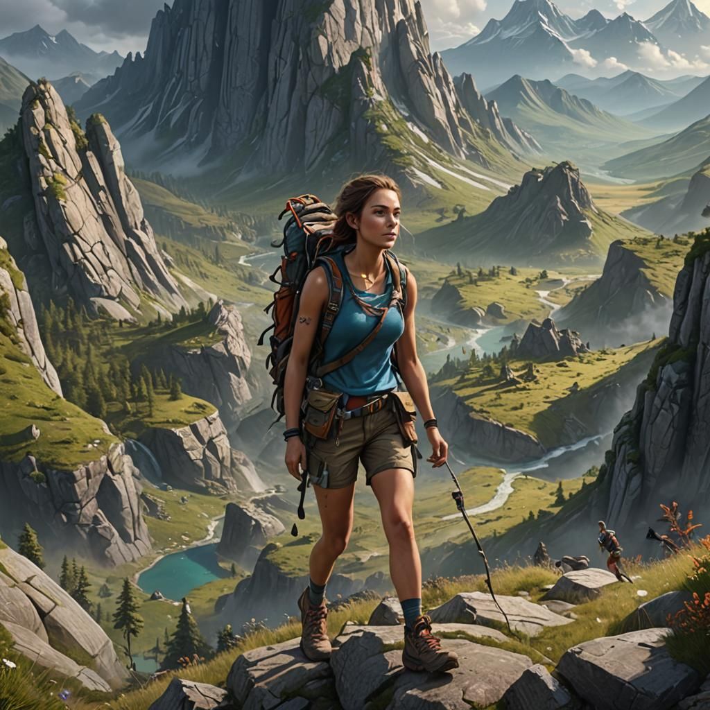Mountain Climbing Adventure in Detailed Matte Painting