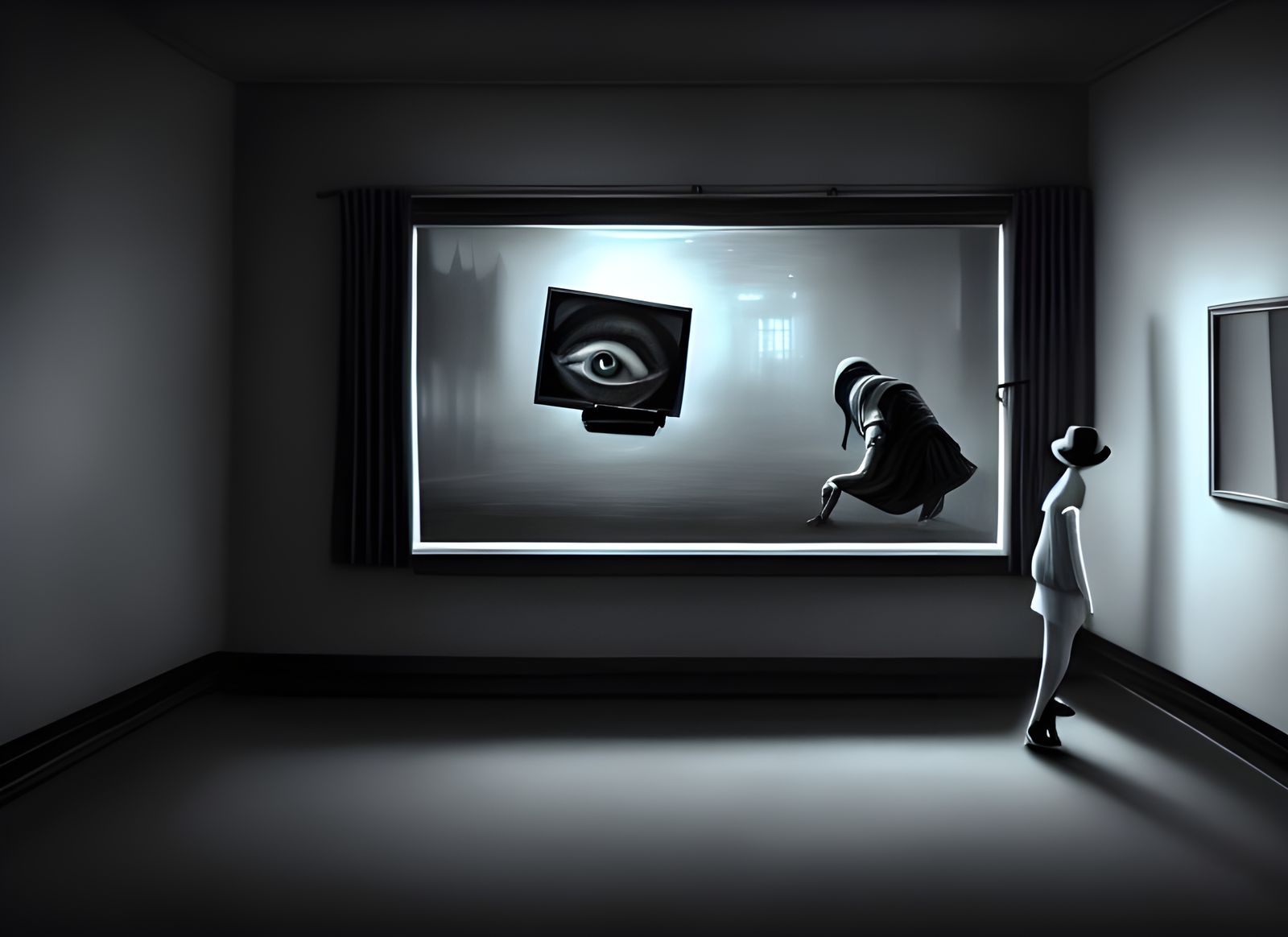 Surreal Sudden Disappearance in Film Noir Style