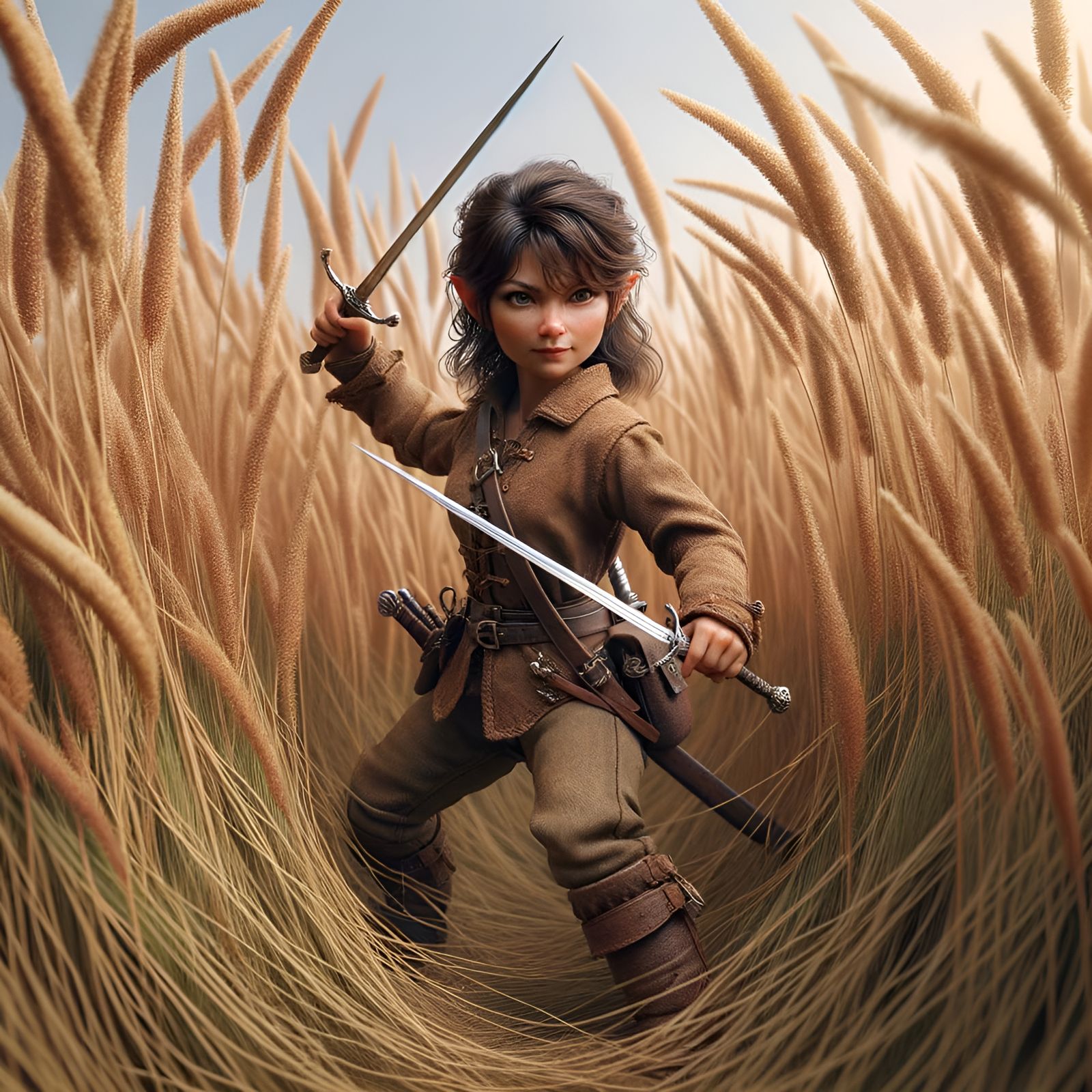 Detailed Halfling Ranger Ready for Battle