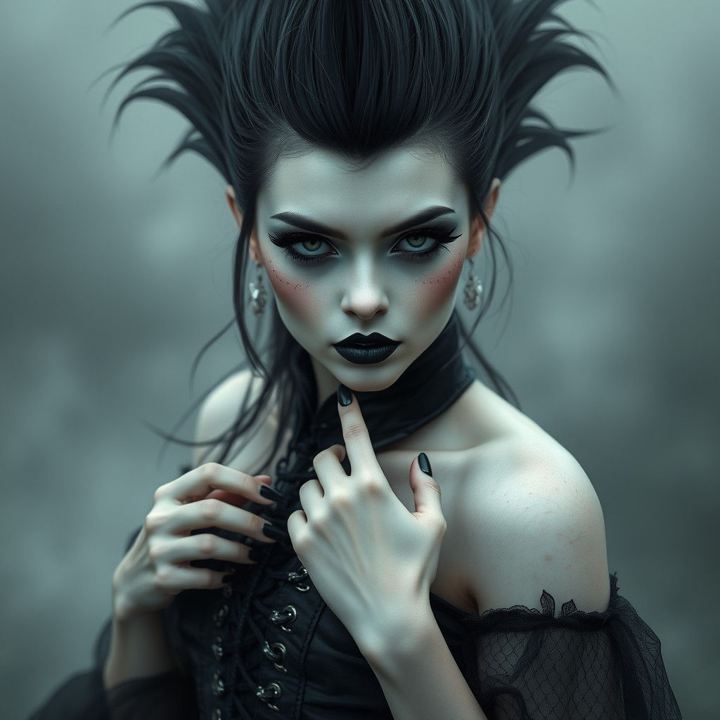Mysterious Gothic Beauty in Edgy, Dark Elegance