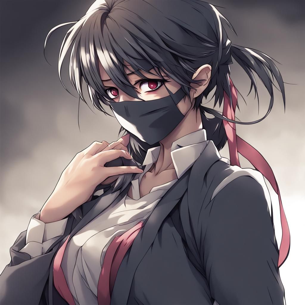 Anime Style Blindfolded Figure in Manga Art