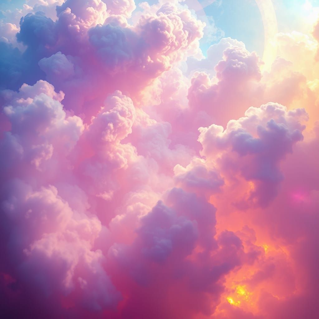 Iridescent Mist Clouds in Dreamlike Unreal Engine