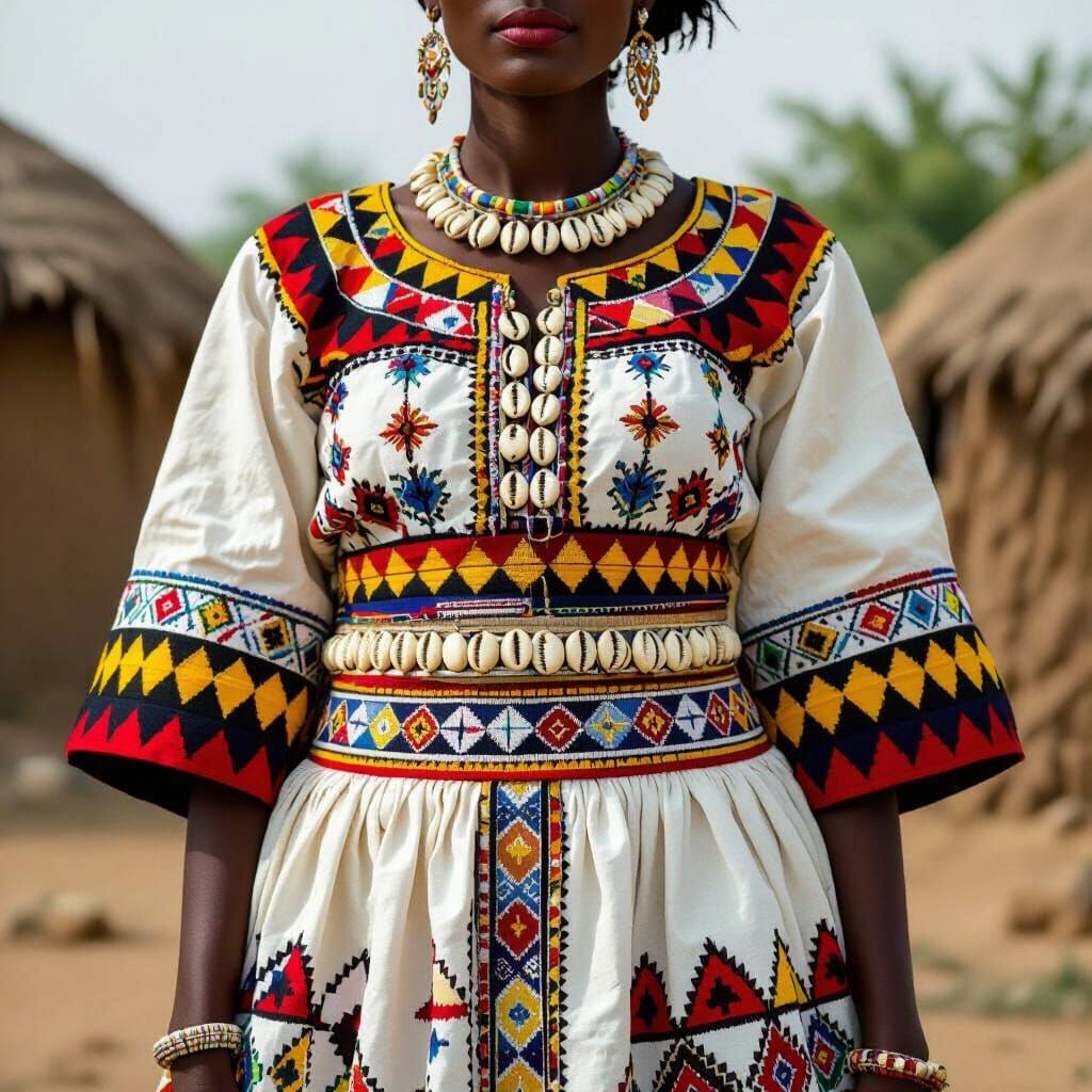 Eritrean Woman in Traditional Zuria Dress