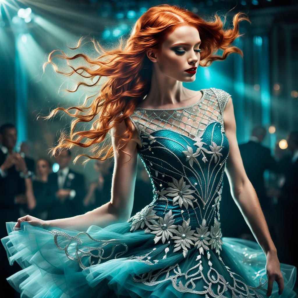 Redhead in Diamond Dress: A Fantasy Photograph