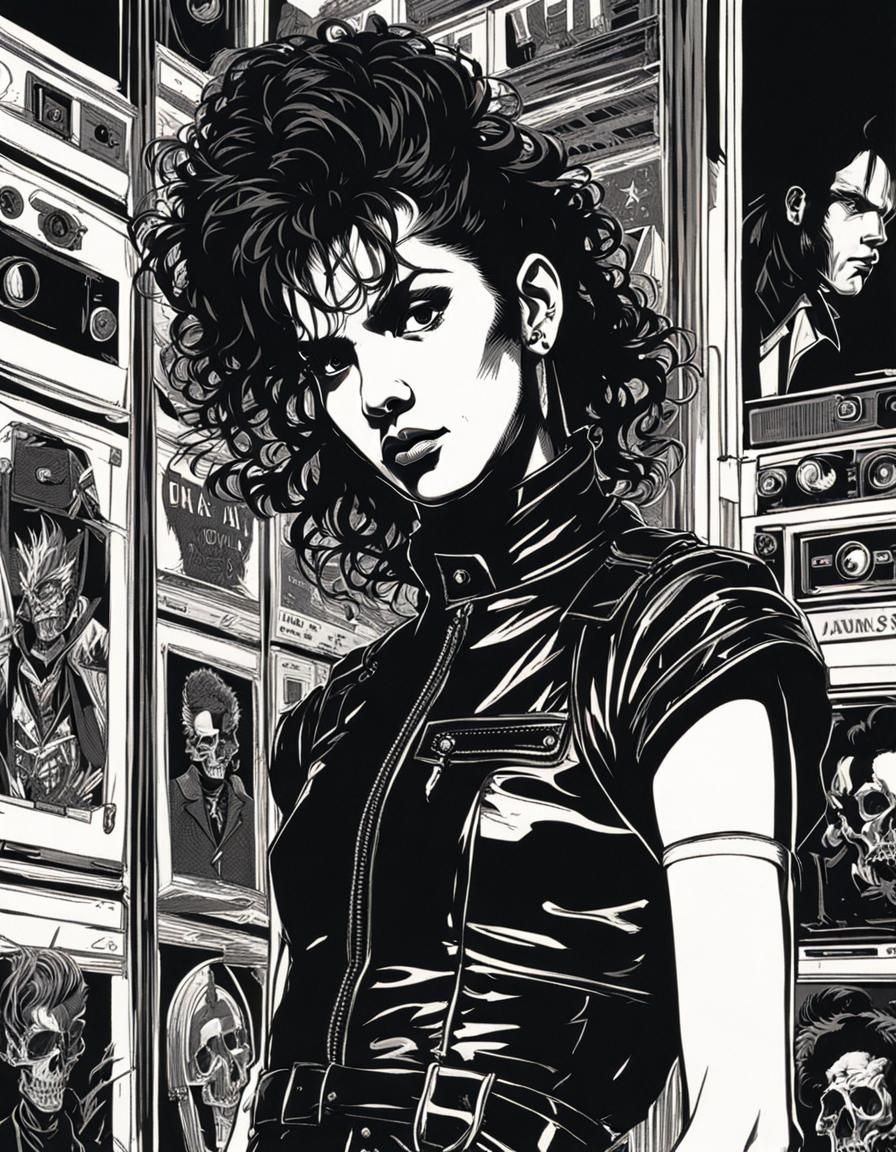 Chiaroscuro Portrait of Punk Teen at Rock Concert