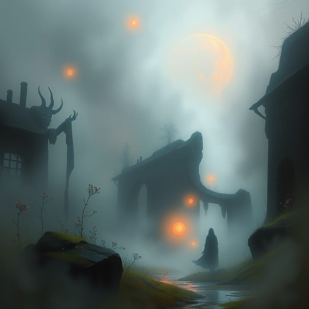 Ethereal Soul Realm Landscape with Whispering Spirits