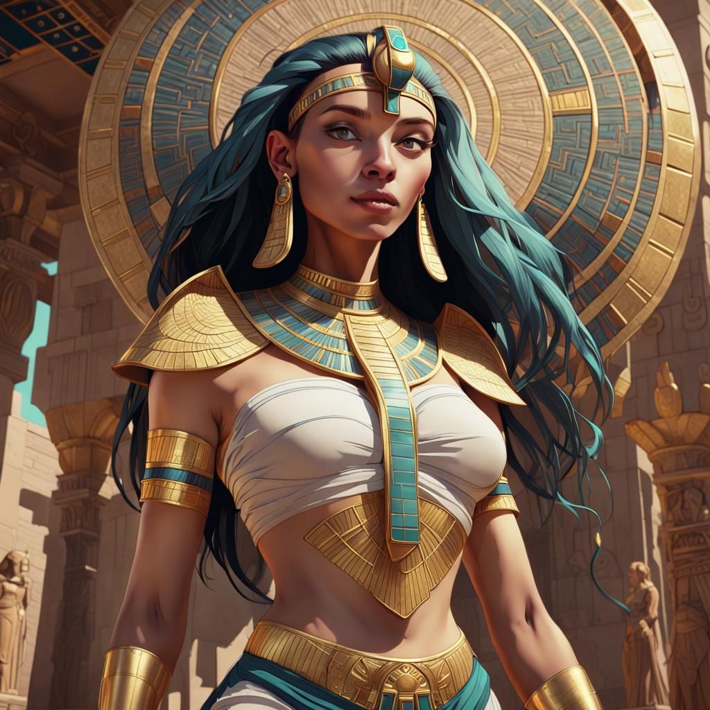 Ornate Egyptian Cloth with Gold Trim in Fantasycore Style