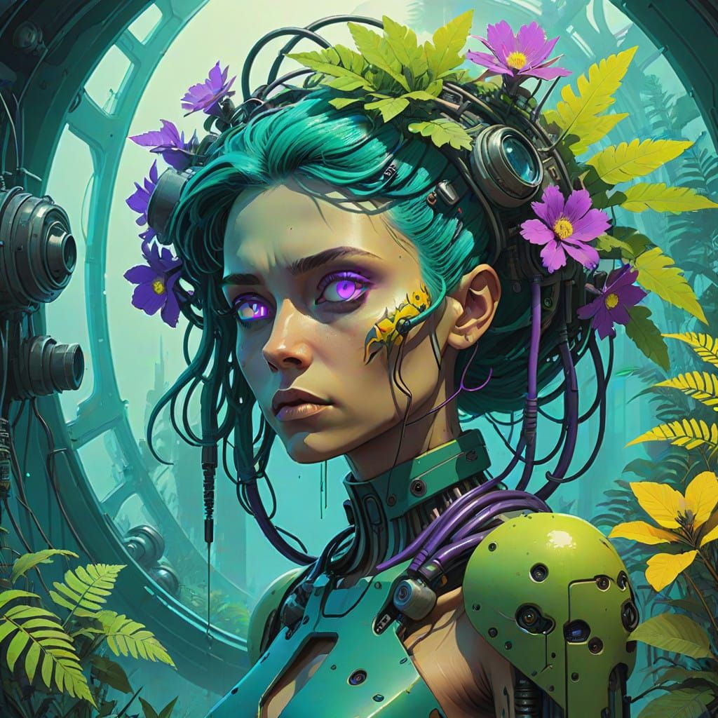Futuristic Plant Human Hybrid with Ethereal Glow and Luminou...
