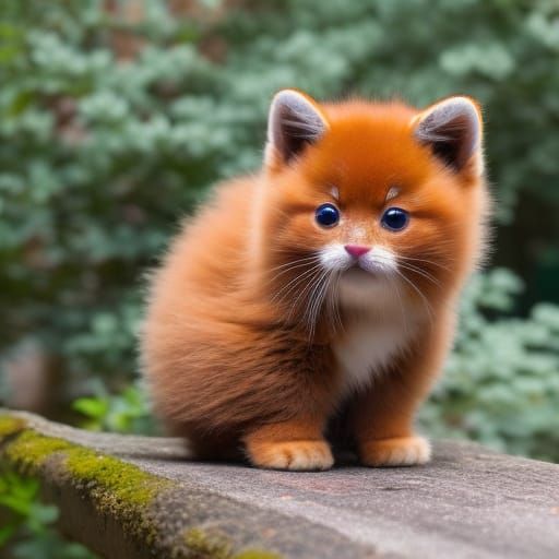 Adorable Red Panda Kitten Portrait in Digital Art Style