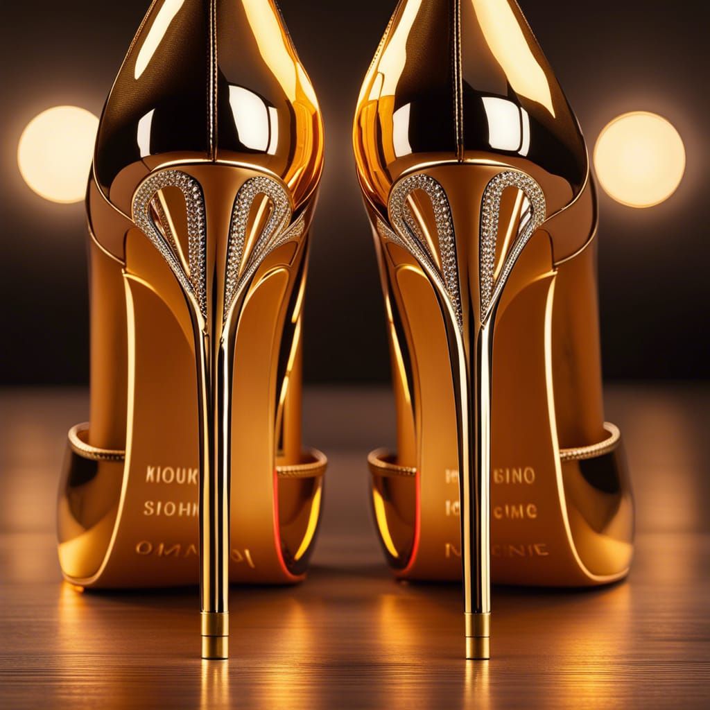 Gold High heels amazing backside