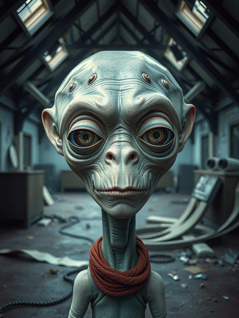 Hyperrealistic Alien Portrait in Offbeat Scifi Style
