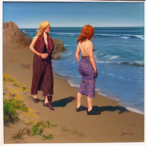 1970s West Coast Women: Oil Painting