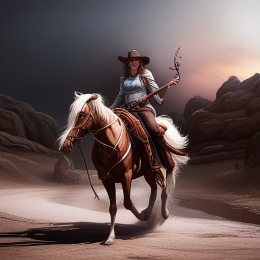 Watercolour Cowgirl Fantasy Concept Art