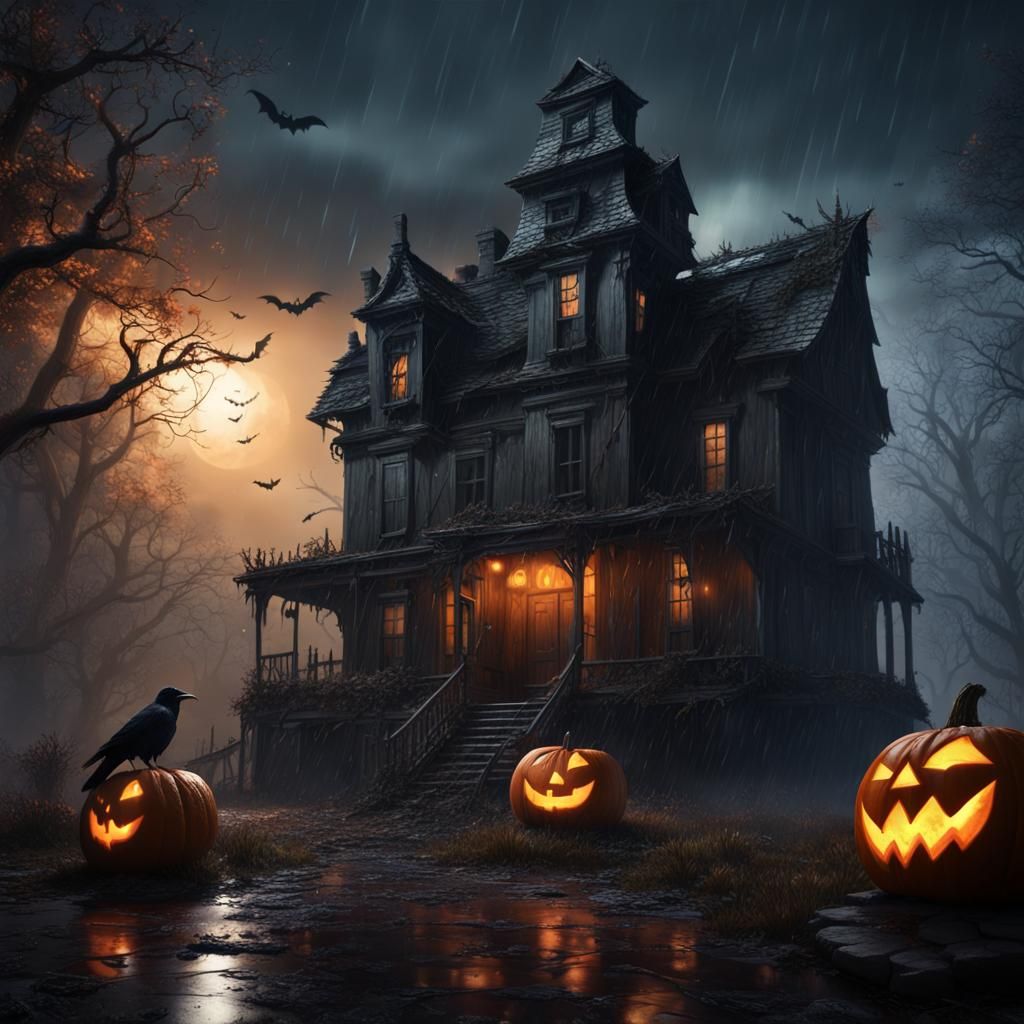 Crow in Haunted House: Halloween Night