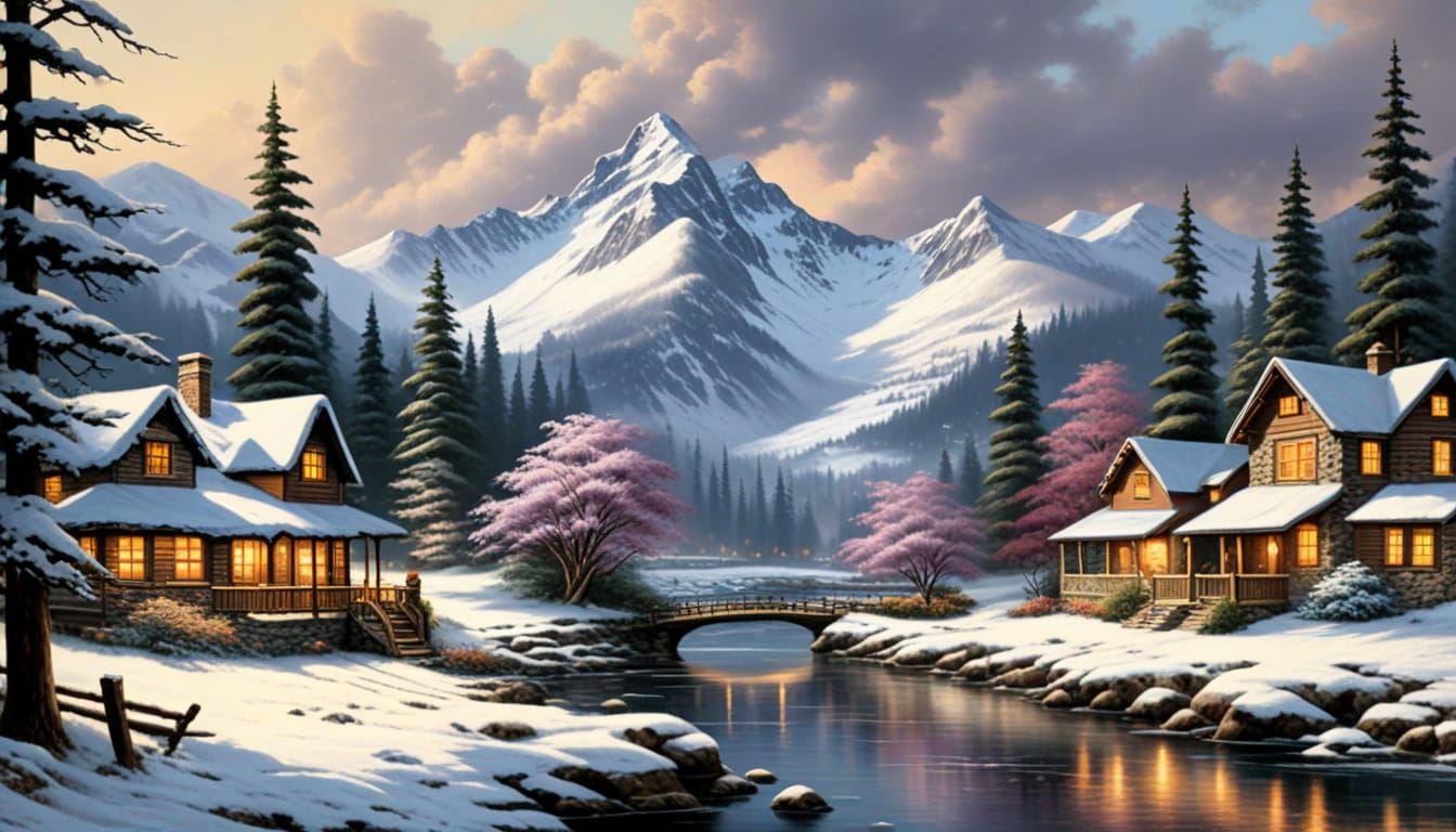 Cozy Winter Mountains in Traditional Style