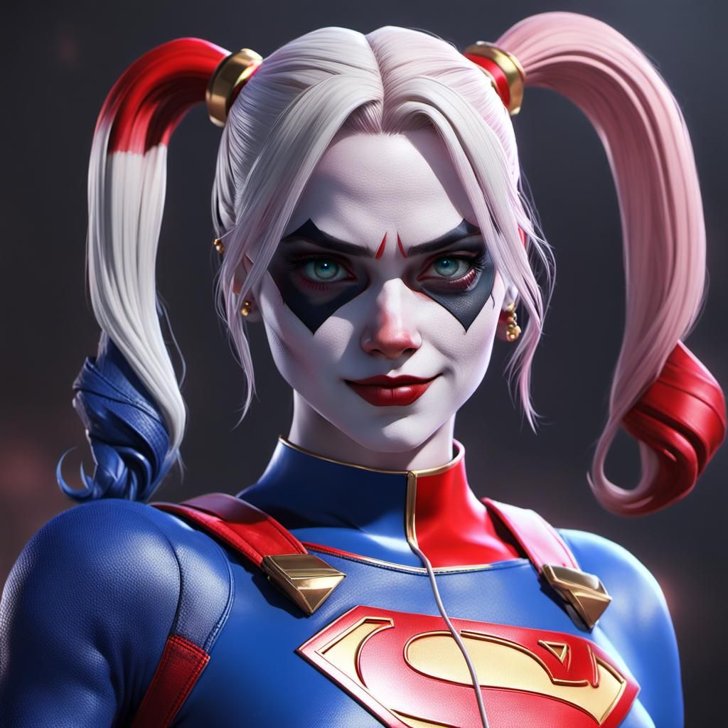 Harley Quinn as Superman: 3D Anime Art