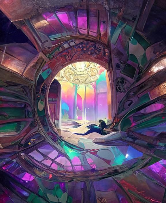 Radiant Fractal Portal in Art Nouveau Style