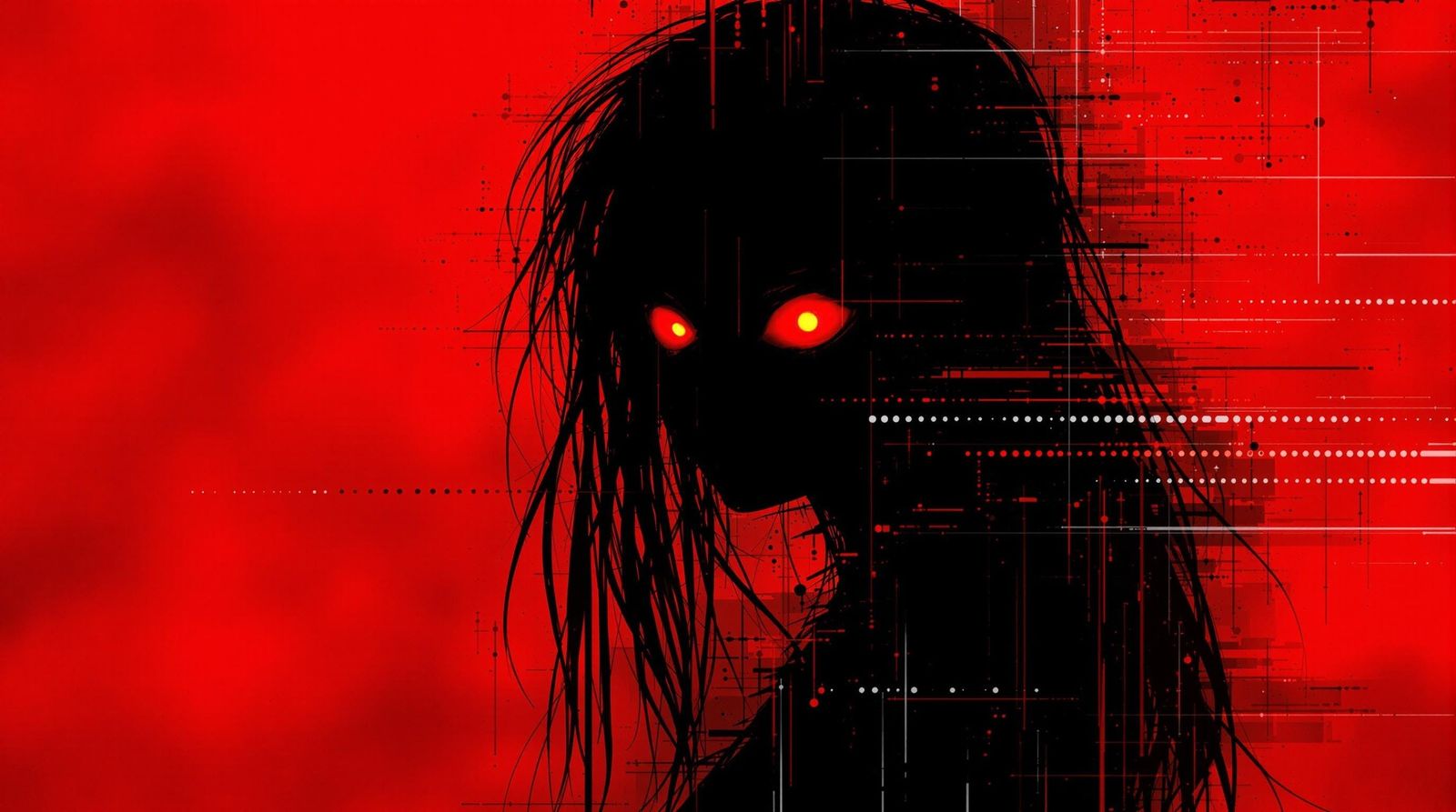 Glitched Cyberpunk Zombie Silhouette