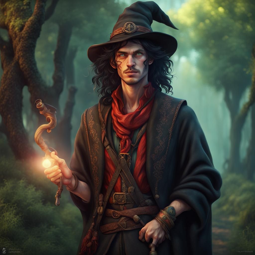 Young Wizard and Gypsy Witch Fantasy Art