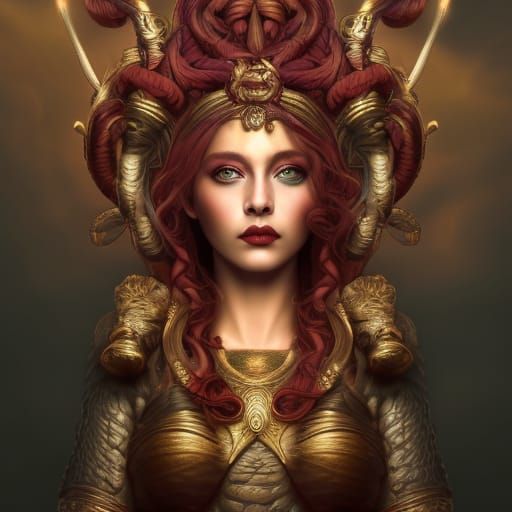 Medusa: Greek Mythology Queen in Detailed Matte Painting