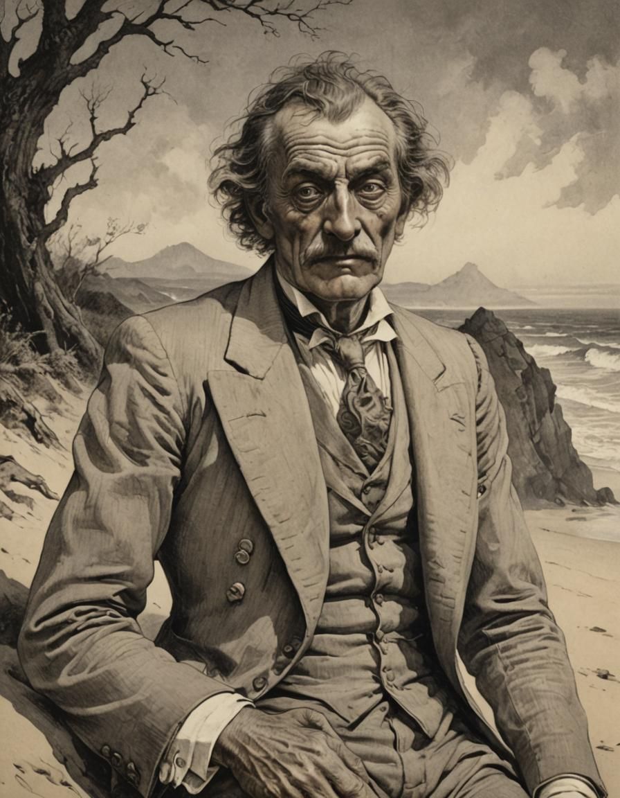 Grotesque Seaside Horror in Art Nouveau Style