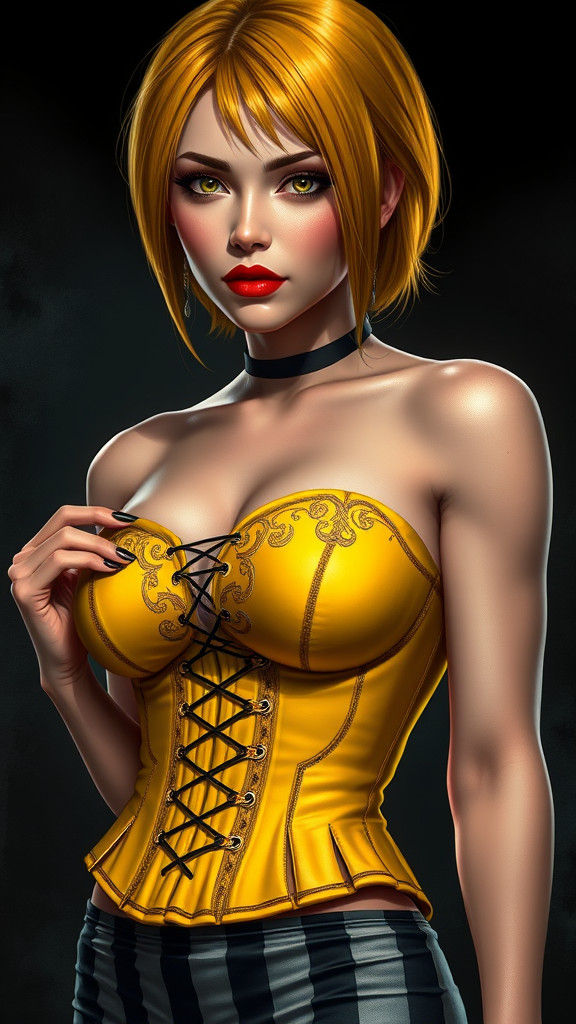 Confident Woman in Corset, Digital Pin-Up Art