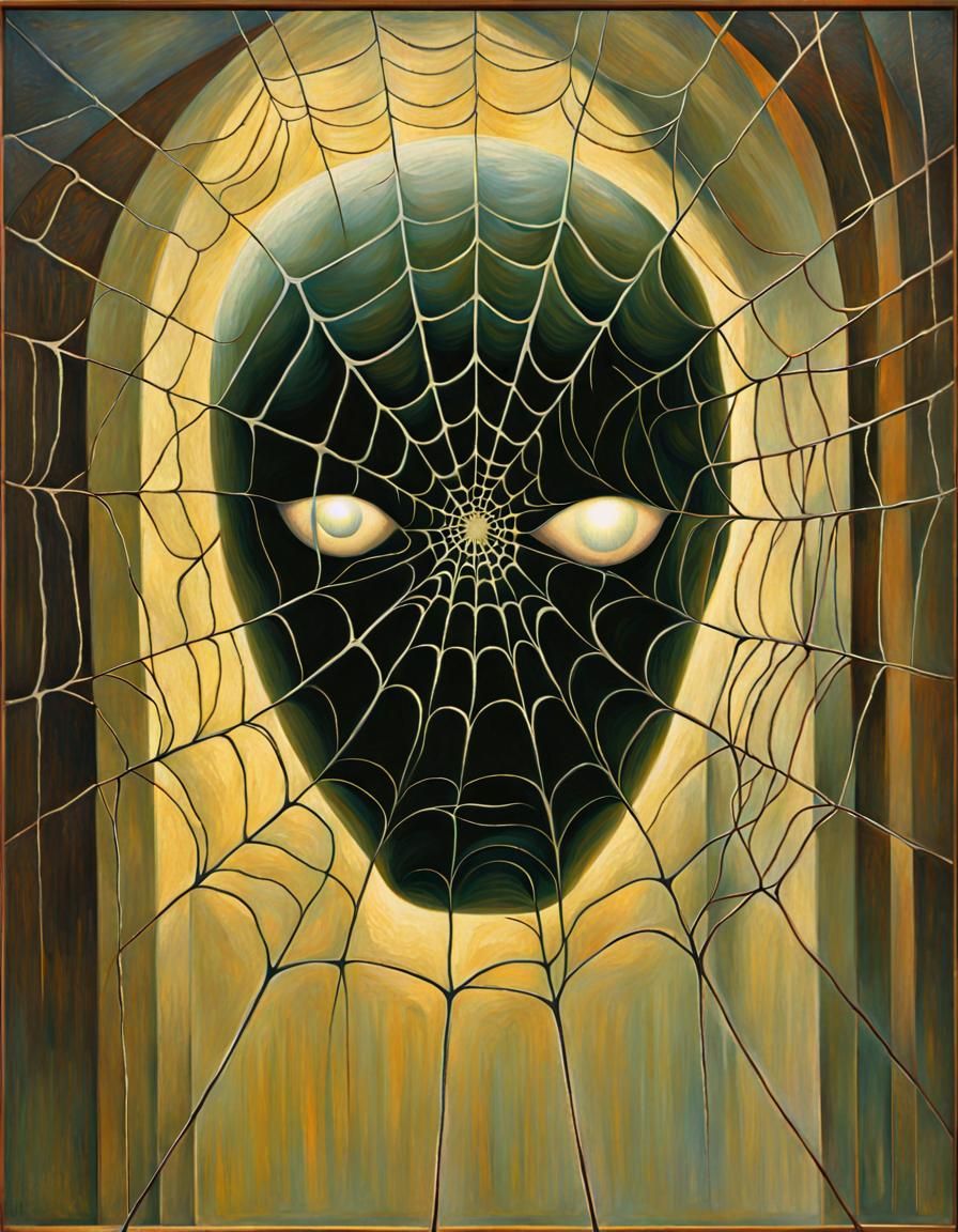 Surreal Spider Web Mask of Pain