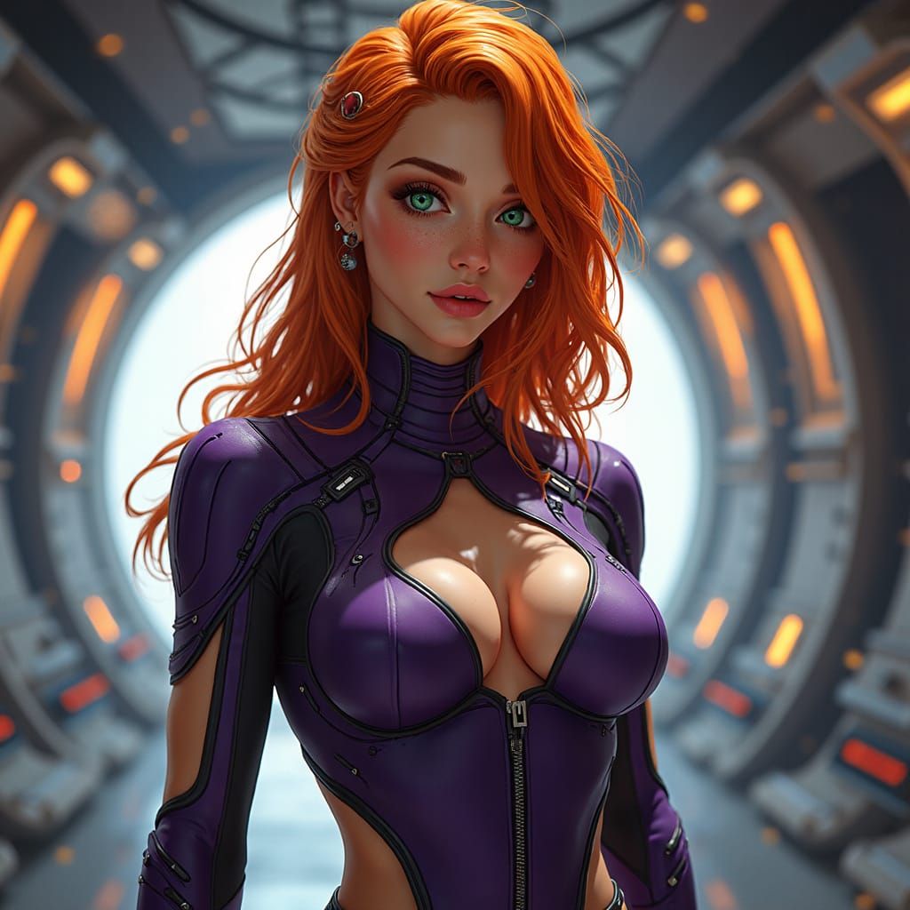 Tomboyish Woman in Bodysuit, Sci-Fi Concept Art