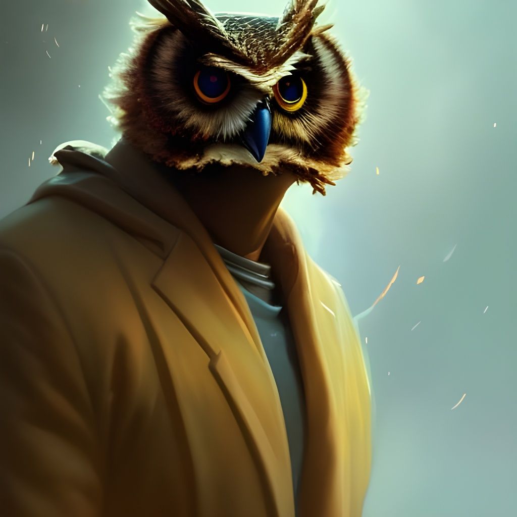 Hyperdetailed Anthropomorphic Owl Man Portrait