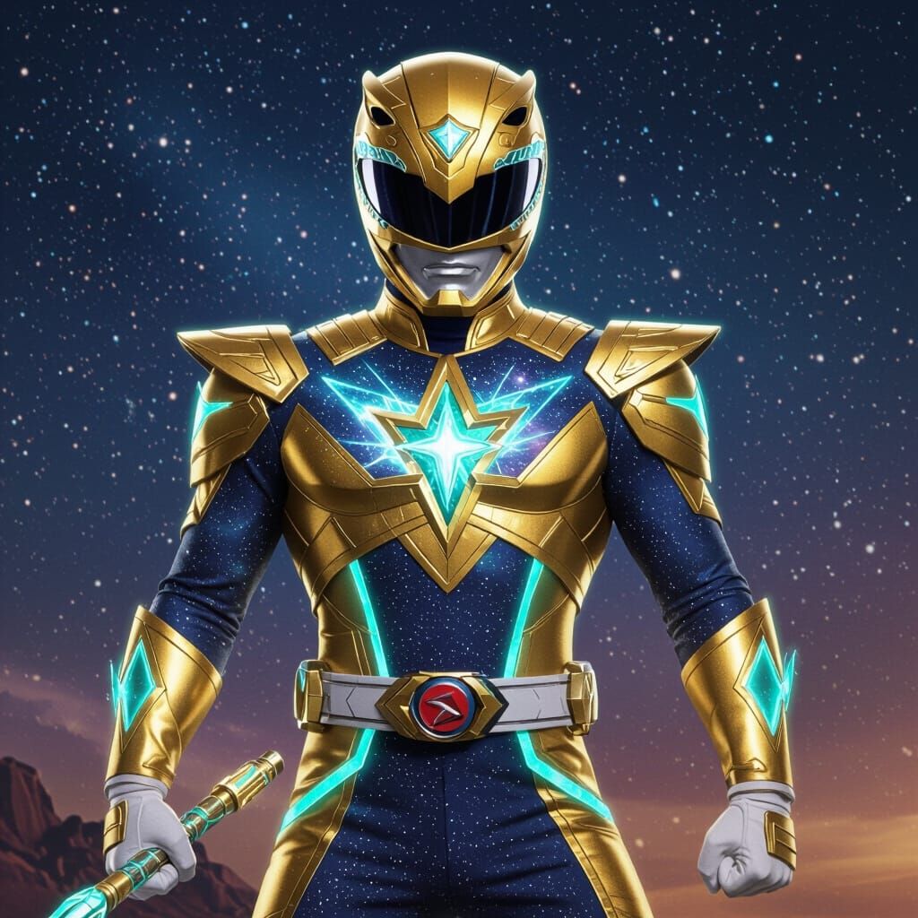 Gold Galaxy Power Ranger in Deep Space