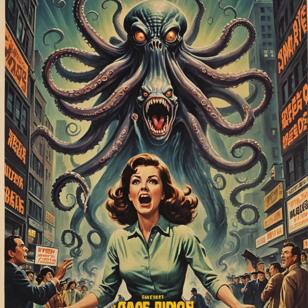 Vintage 1960s Space Beast Movie Poster