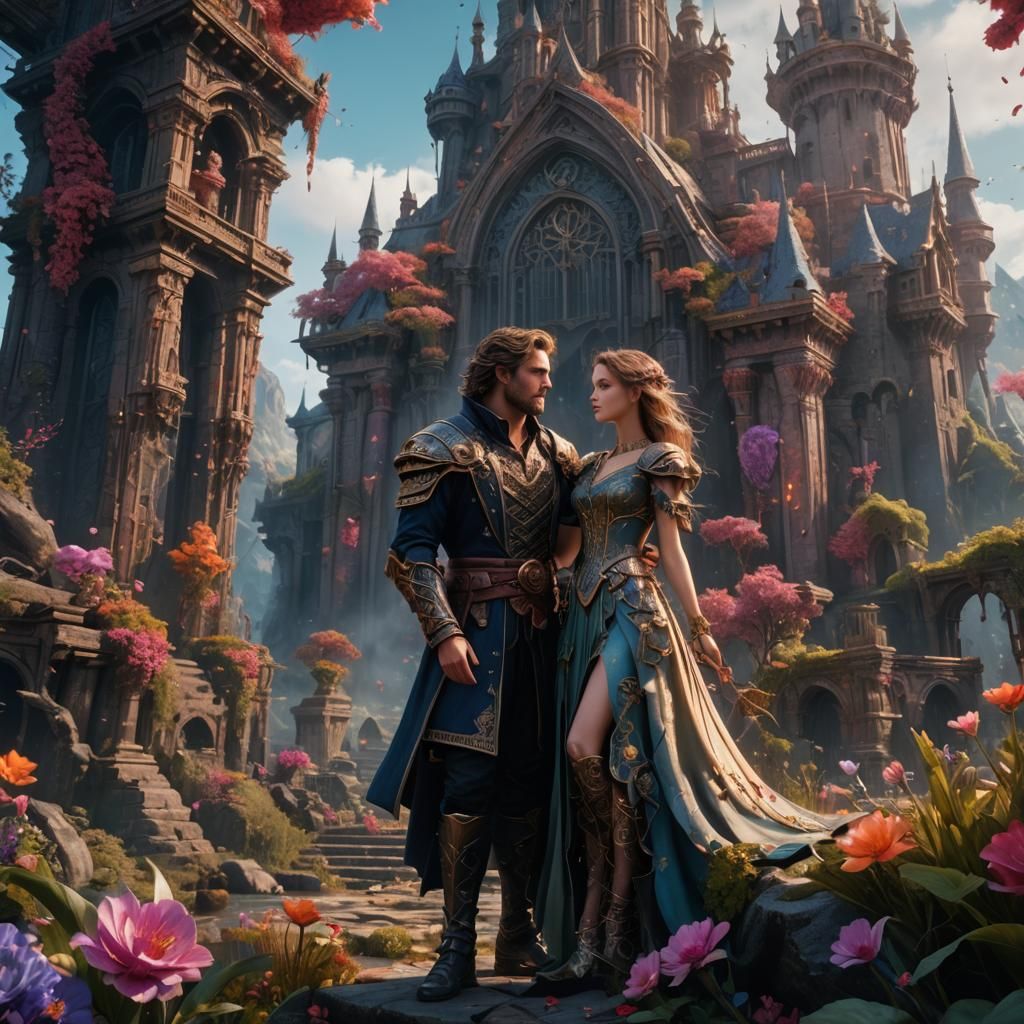 Fantastical Lover: Detailed Matte Painting in Deep Color